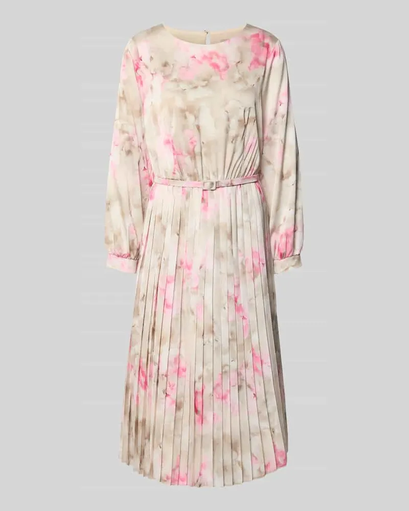 Rinascimento Cocktailkleid mit Gürtel und Rundhalsausschnitt Hellrosa
