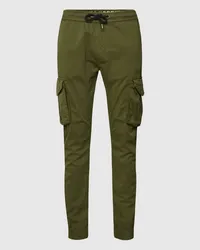 Alpha Industries Cargohose mit Label-Details Modell 'Twill Oliv