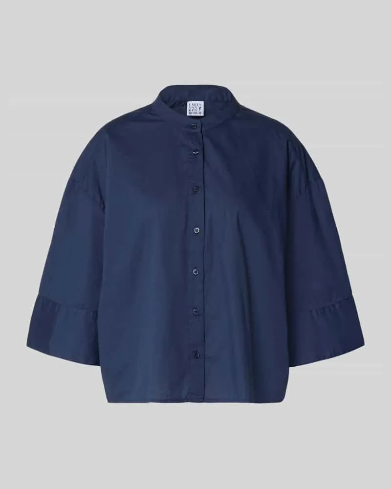 Emily van den Bergh Boxy Fit Bluse mit Stehkragen und 3/4-Arm Blau
