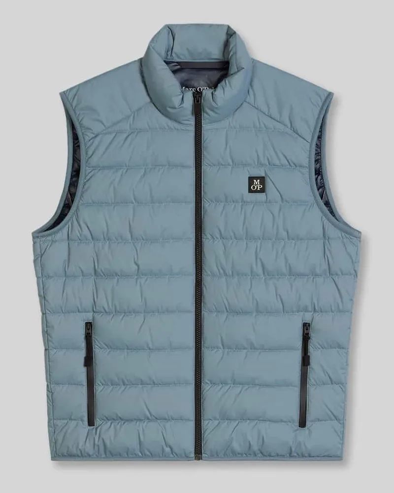 Marc O'Polo Regular Fit Weste mit Logo-Patch Hellblau