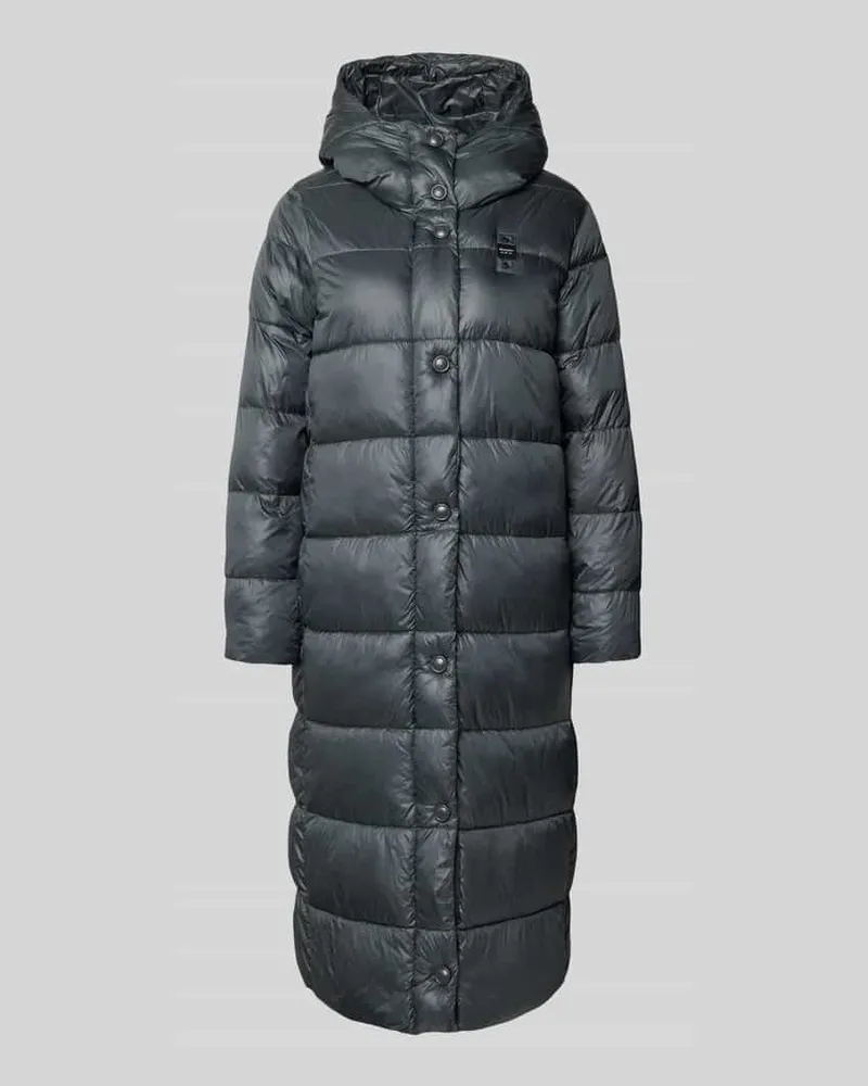 Blauer Steppmantel mit Label-Detail Modell 'BELLEVUE Dunkelgrau