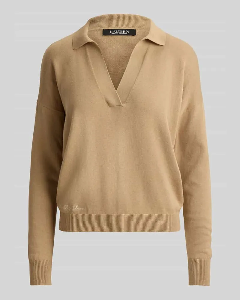 Ralph Lauren Relaxed Fit Pullover aus Baumwoll-Mix mit Polokragen Camel