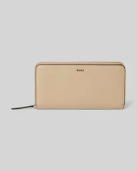 HUGO BOSS Portemonnaie mit Label-Applikation Modell 'Alyce Beige