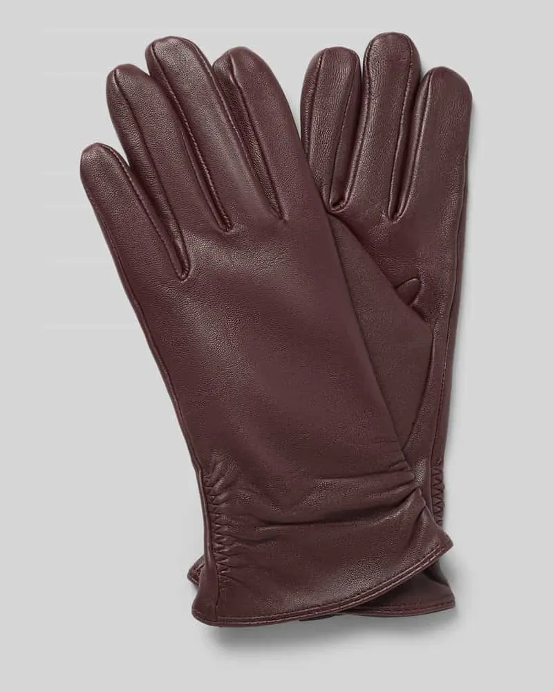 Roeckl Handschuhe aus echtem Leder mit Raffungen Pflaume