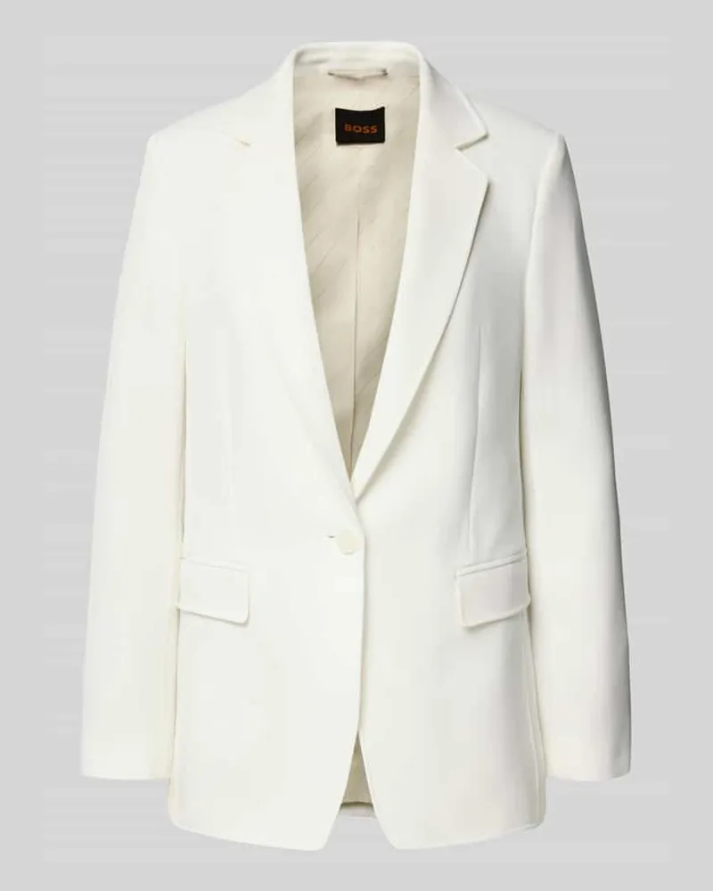 HUGO BOSS Regular Fit Longblazer mit Reverskragen Modell 'JABLA3 Offwhite