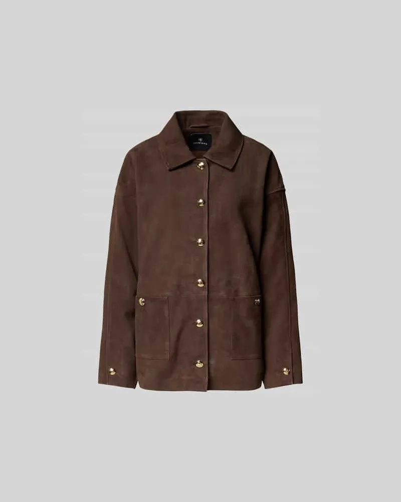 Anine Bing Regular Fit Jacke mit Umlegekragen Dunkelbraun