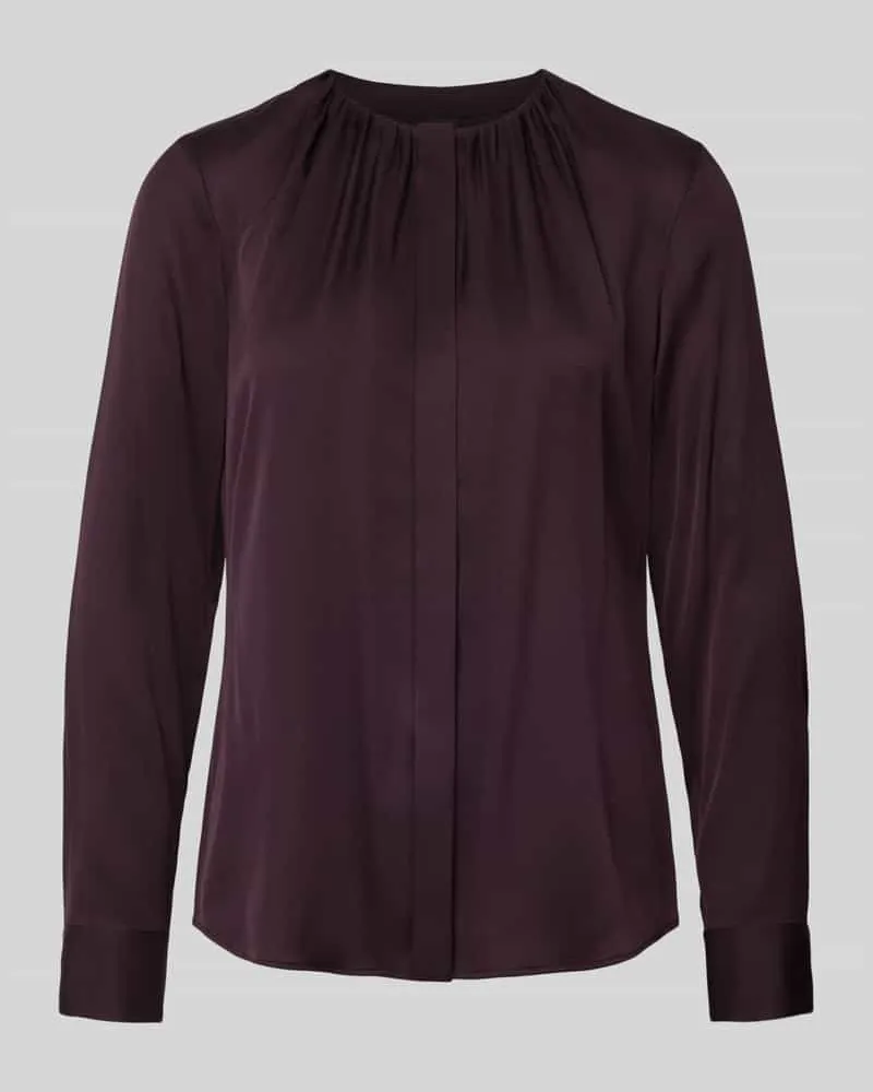 HUGO BOSS Regular Fit Langarmbluse aus Seiden-Mix Modell 'BANORAH Aubergine