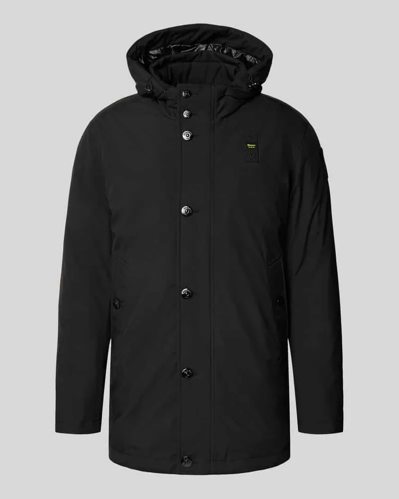 Blauer Parka mit Label-Patch Modell 'CHESTER Black