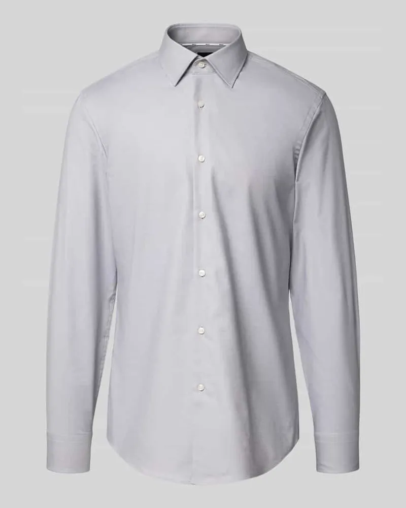 HUGO BOSS Slim Fit Businesshemd aus Baumwoll-Elasthan-Mix Silber