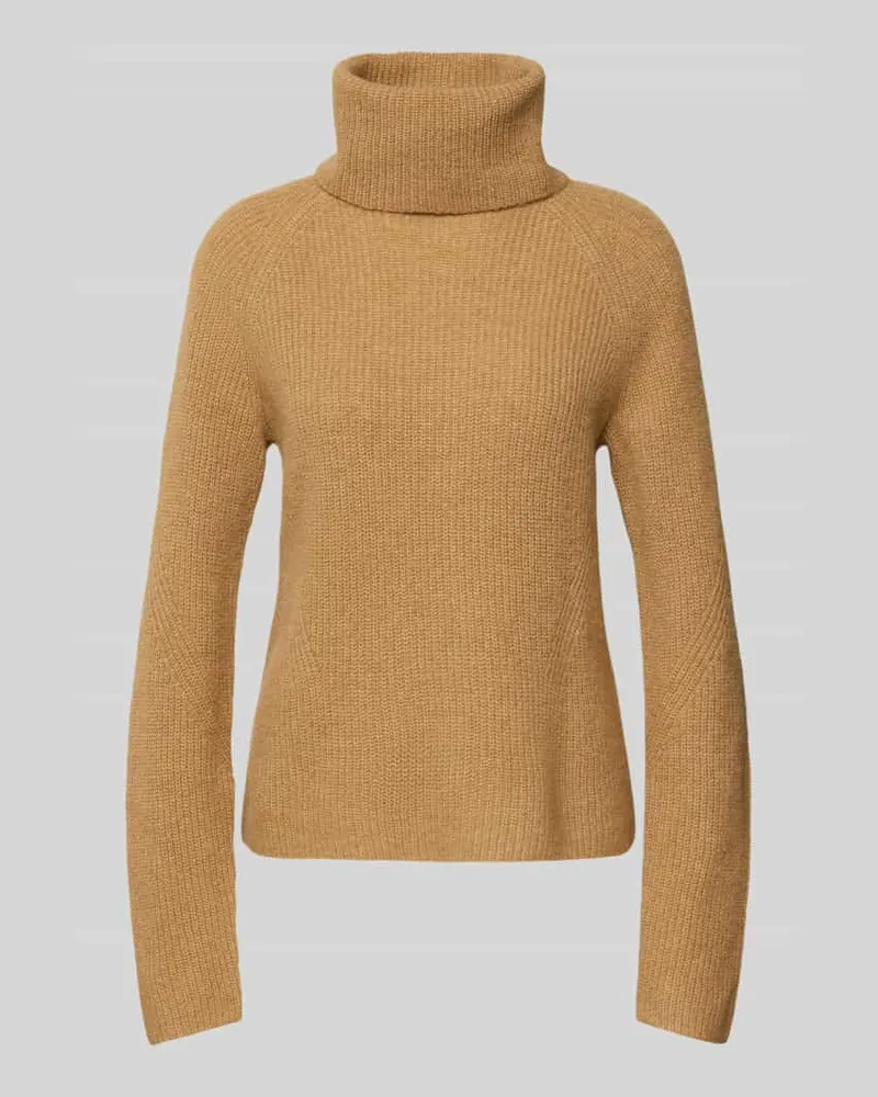 HUGO BOSS Regular Fit Rollkragenpullover aus Woll-Alpaka-Mix Modell 'FALODINA Beige