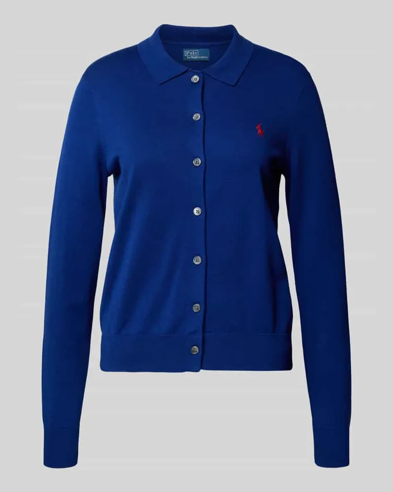 Ralph Lauren Slim Fit Strickjacke aus Baumwoll-Mix Blau