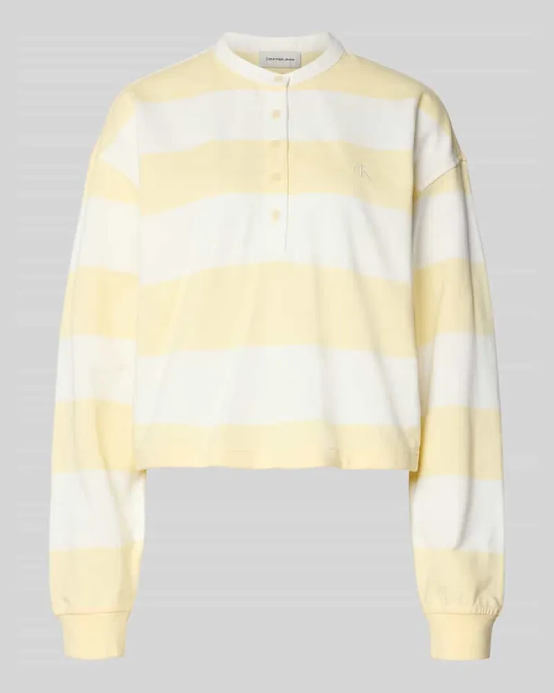 Calvin Klein Relaxed Fit Sweatshirt mit Logo-Stitching Modell 'Varsity Weiss