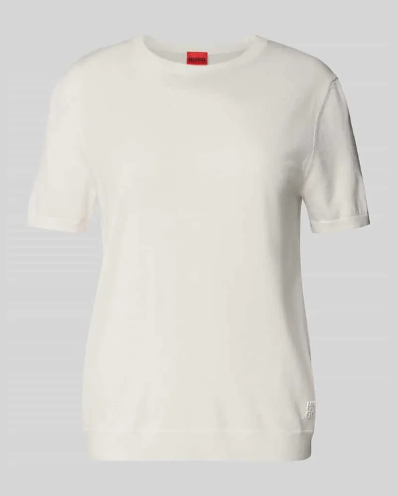 HUGO BOSS Regular Fit Pullover aus Schurwoll-Mix Modell 'SESSINAK Offwhite