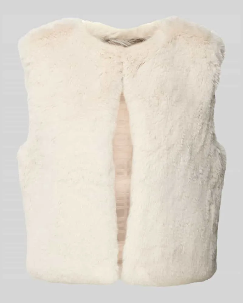 Milano Italy Weste aus Kunstfell mit Rundhalsausschnitt Offwhite