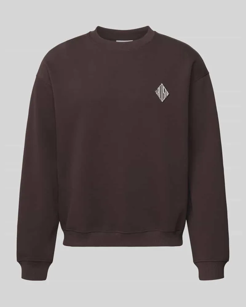 Lacoste Loose Fit Sweatshirt aus Baumwoll-Mix Schoko