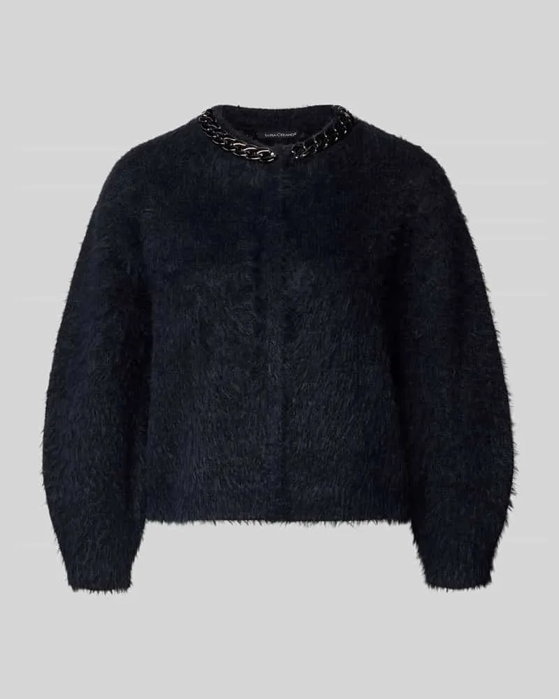Luisa Cerano Strickjacke mit Rundhalsausschnitt Black
