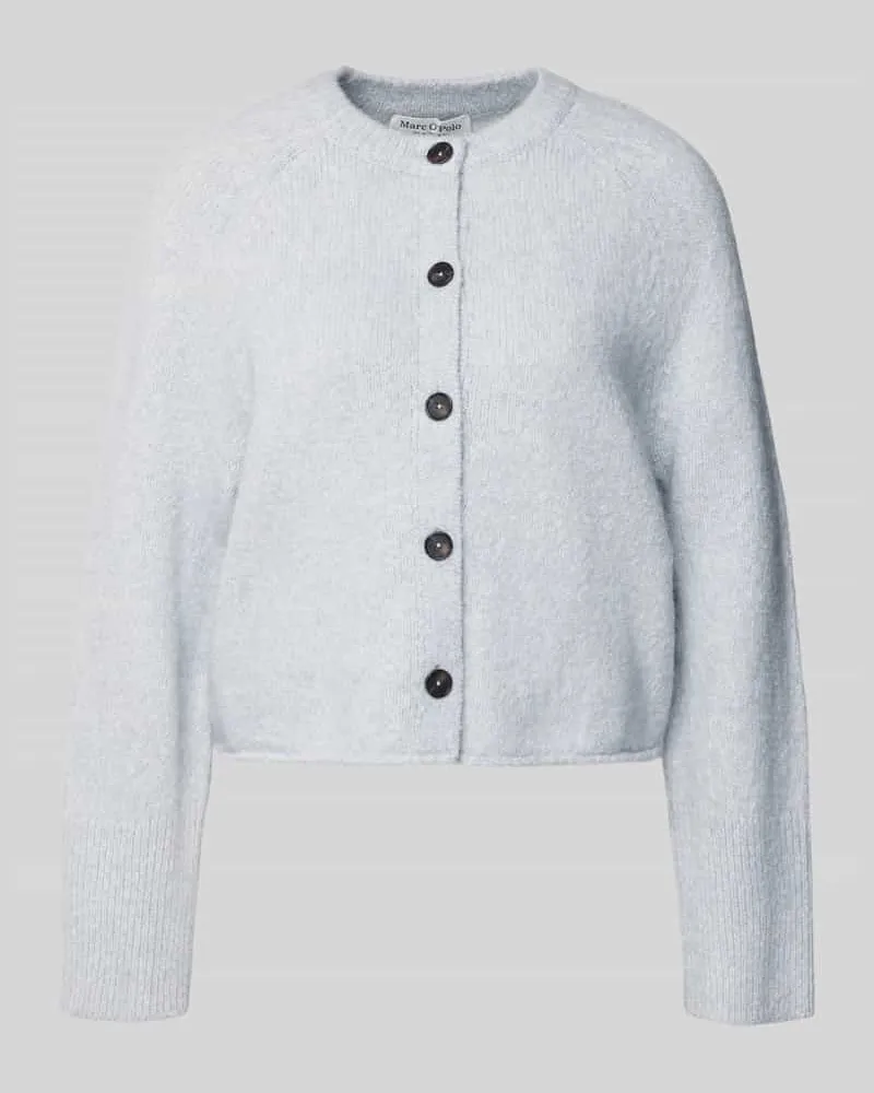 Marc O'Polo Strickjacke aus Alpaka Wolle mit Rollsaum Hellblau