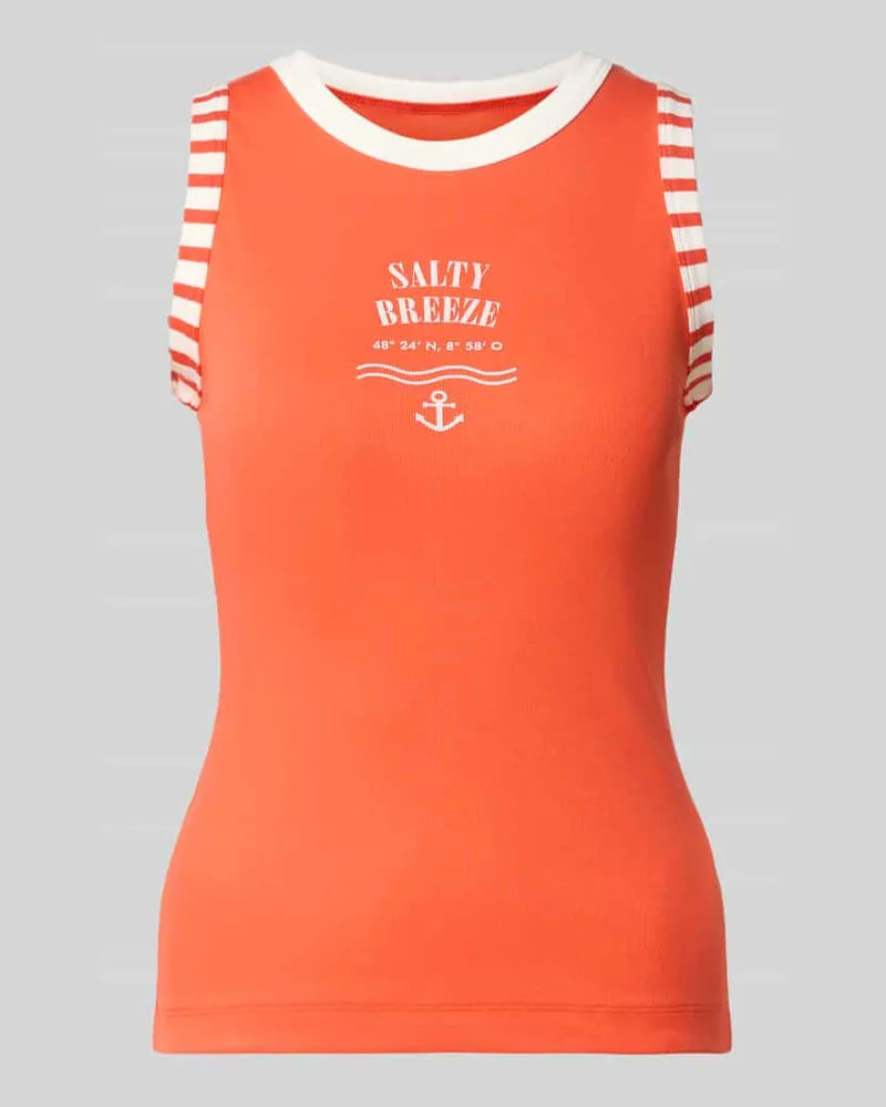 Marc Cain Slim Fit Top mit Statement-Print Koralle