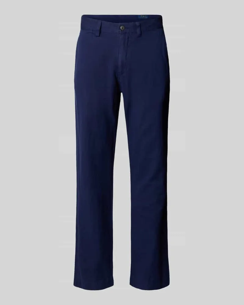 Ralph Lauren Regular Fit Leinenhose mit Knopf- und Reißverschluss Marine