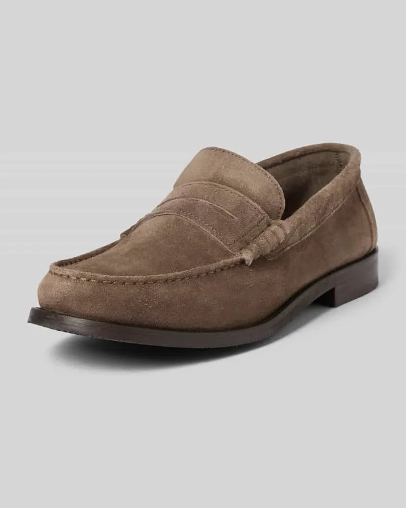 Garment Project Loafer aus Rindsvelours mit Gummisohle Taupe