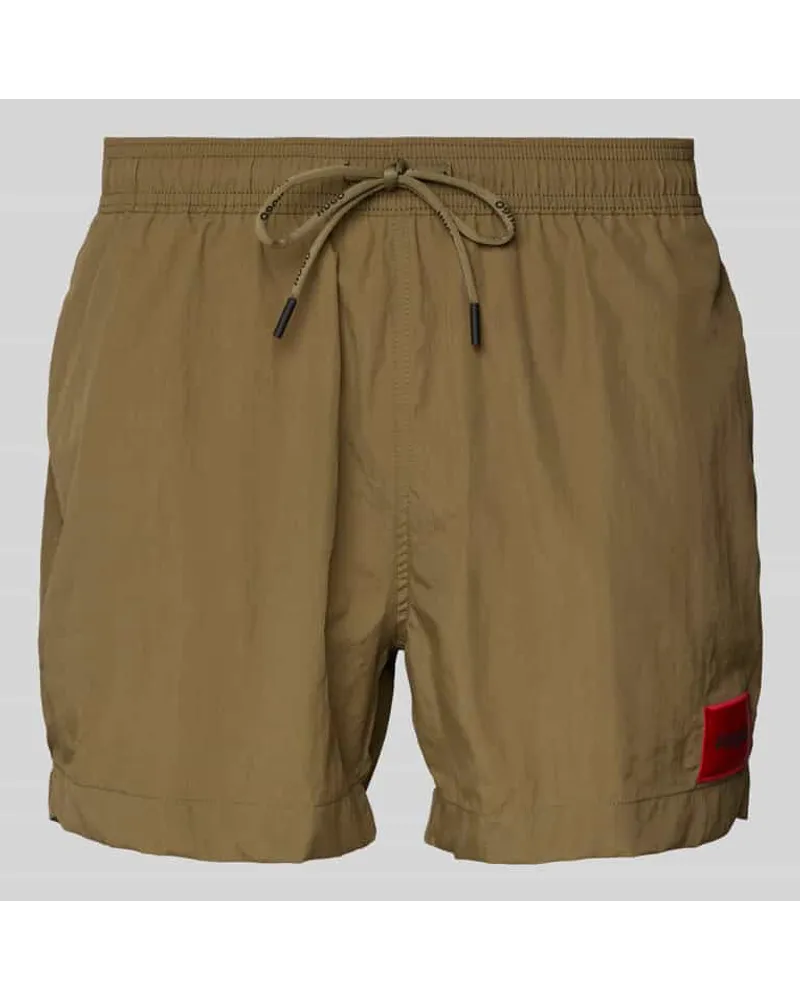 HUGO BOSS Badehose mit Label-Patch Modell 'Dominica Oliv