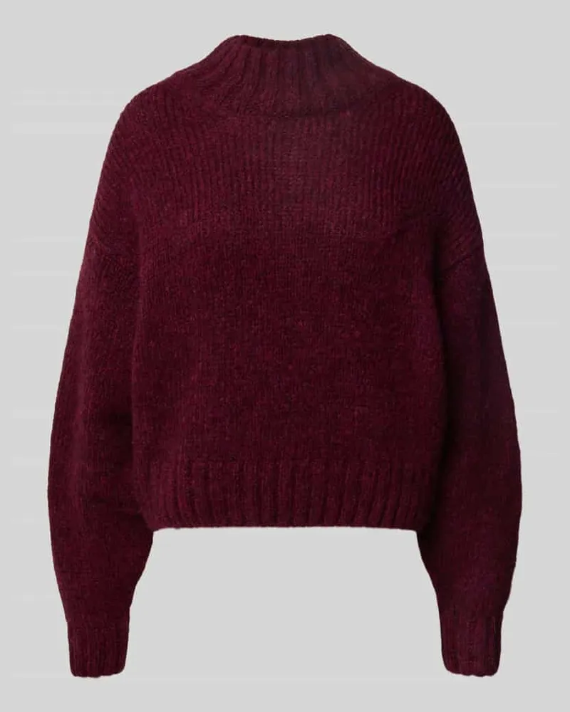 Marc Cain Relaxed Fit Wollpullover mit Alpaka-Anteil in Strick-Optik Bordeaux