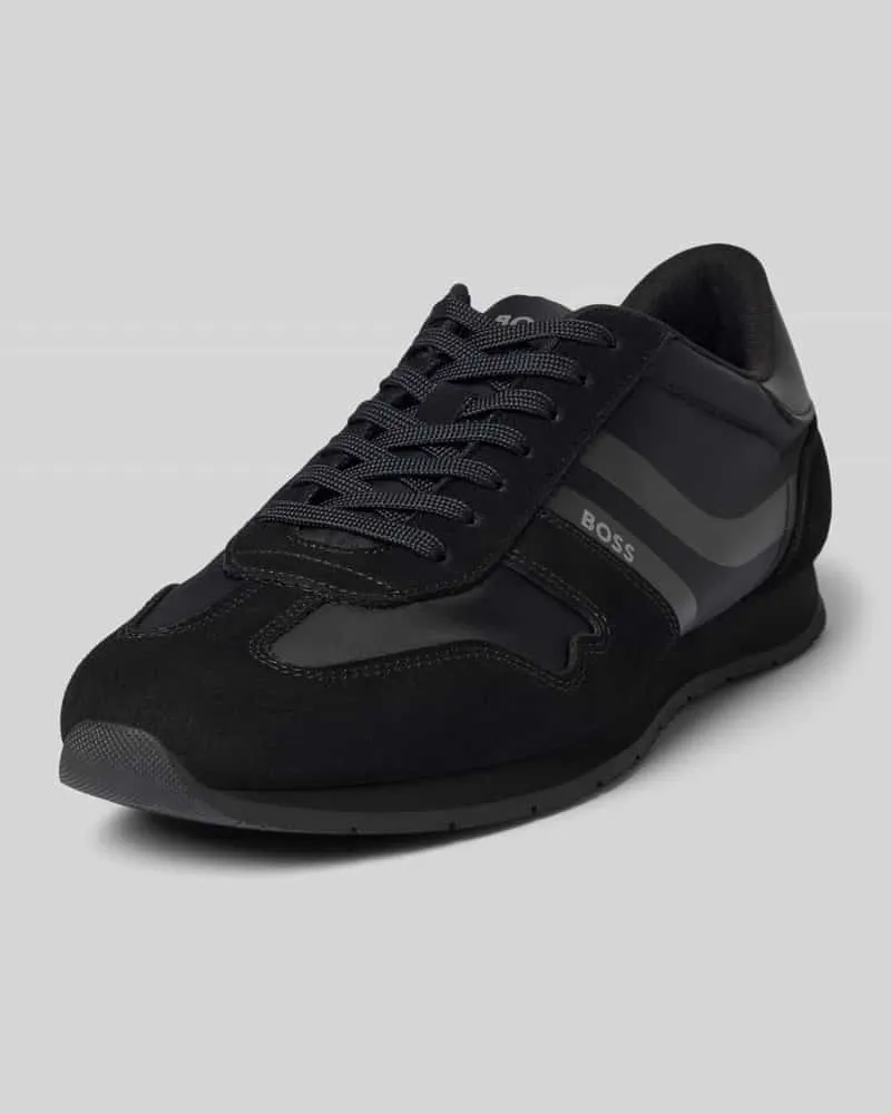 HUGO BOSS Low Top Sneaker mit Label-Print Modell 'LEVON_RUNN_NYMI Black