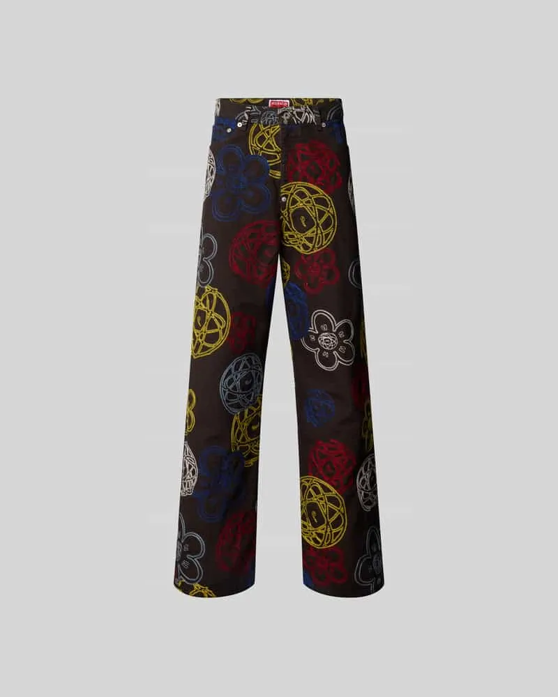 Kenzo Wide Fit Jeans mit Motiv-Stitching Schoko