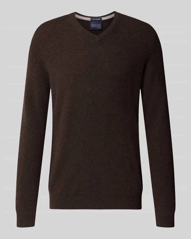 Christian Berg Strickpullover aus Kaschmir mit V-Ausschnitt Schoko