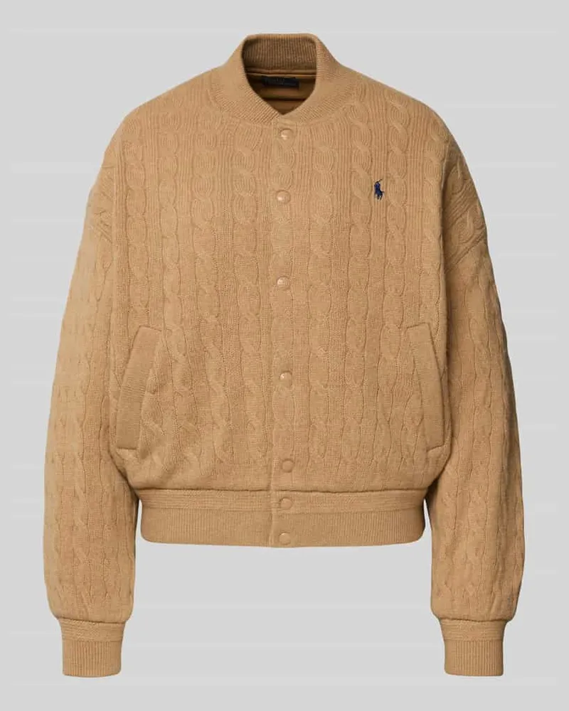Ralph Lauren Regular Fit Bomberjacke mit Kaschmir-Anteil in Strick-Optik Camel