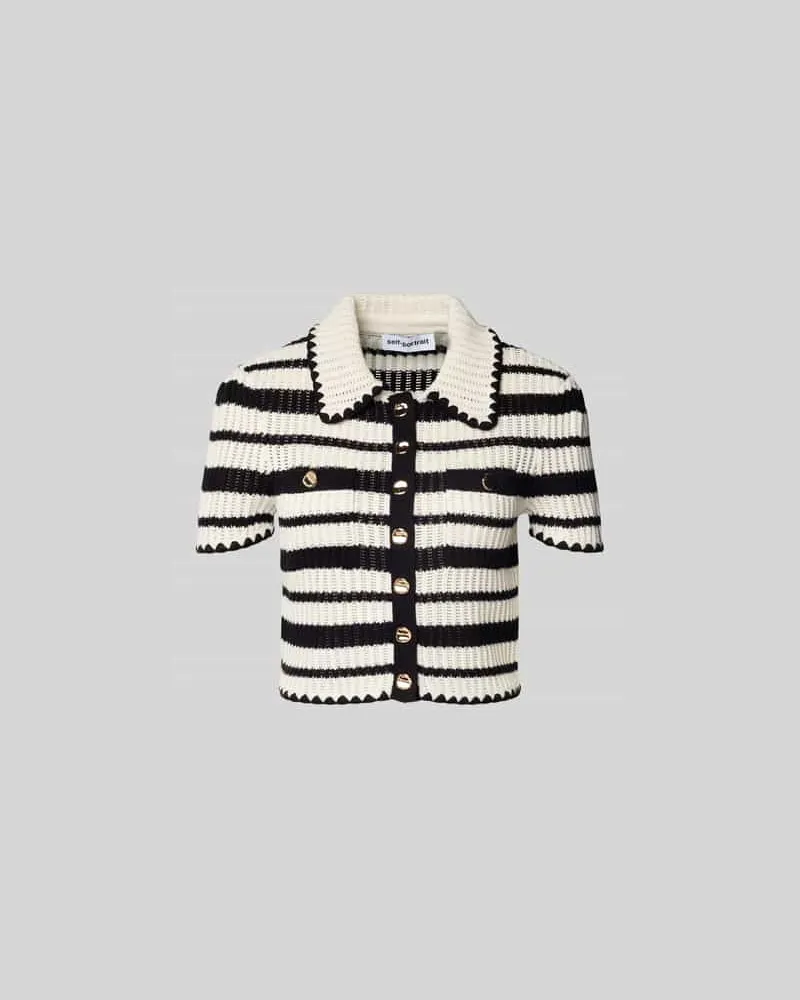 Self-Portrait Strickjacke mit Knopfleiste Ecru