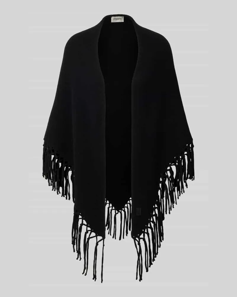 Max Mara Poncho aus reiner Schurwolle mit Fransen Modell 'TORNADO Black