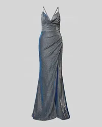 LUXUAR Abendkleid mit Wasserfall-Ausschnitt Marine