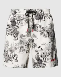 HUGO BOSS Badehose mit Allover-Print Modell 'JOUY Weiss