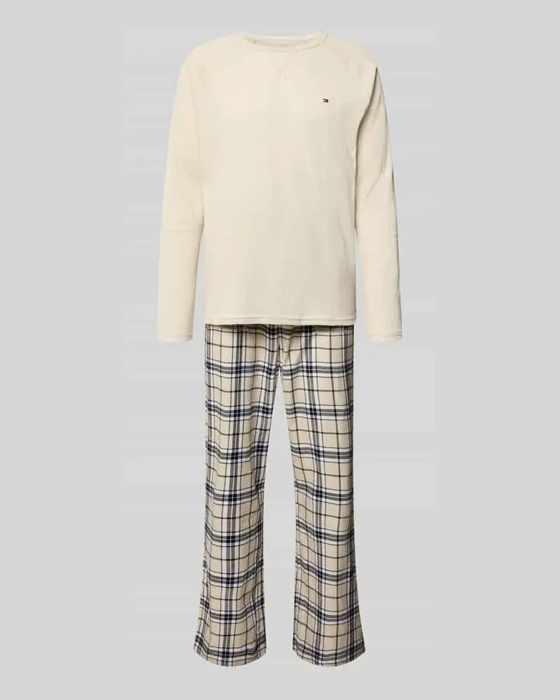 Tommy Hilfiger Regular Fit Pyjama-Set aus Baumwoll-Mix Offwhite