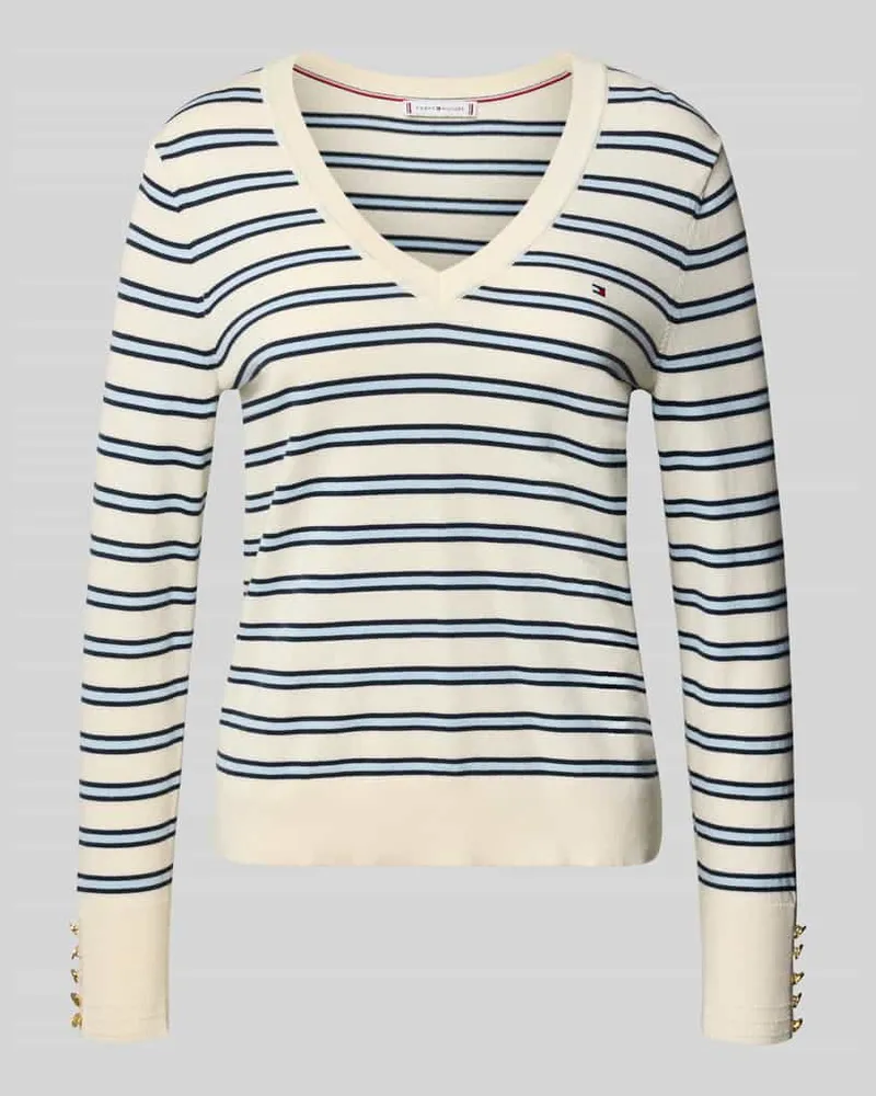 Tommy Hilfiger Regular Fit Strickpullover aus reiner Baumwolle Ecru