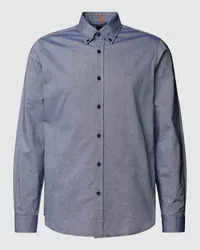 HUGO BOSS Regular Fit Freizeithemd mit Button-Down-Kragen Modell 'Rickert Dunkelblau