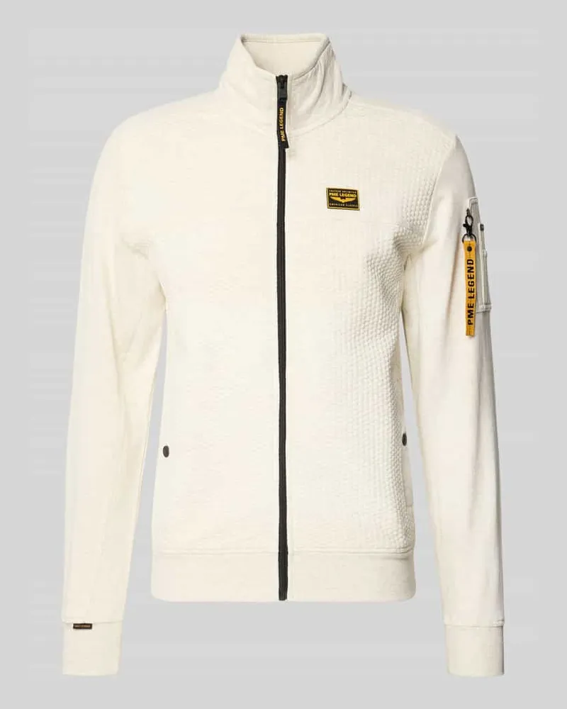 PME Legend Sweatjacke mit Strukturmuster Ecru