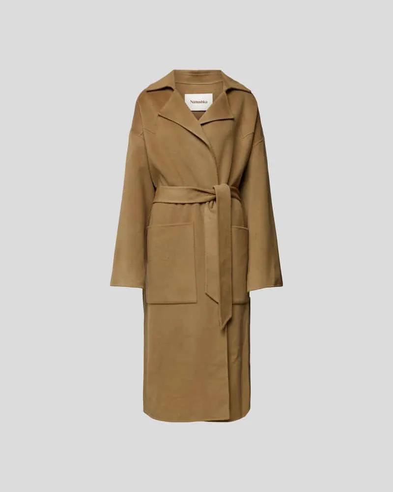 Nanushka Wollmantel mit Seide-Anteil Khaki