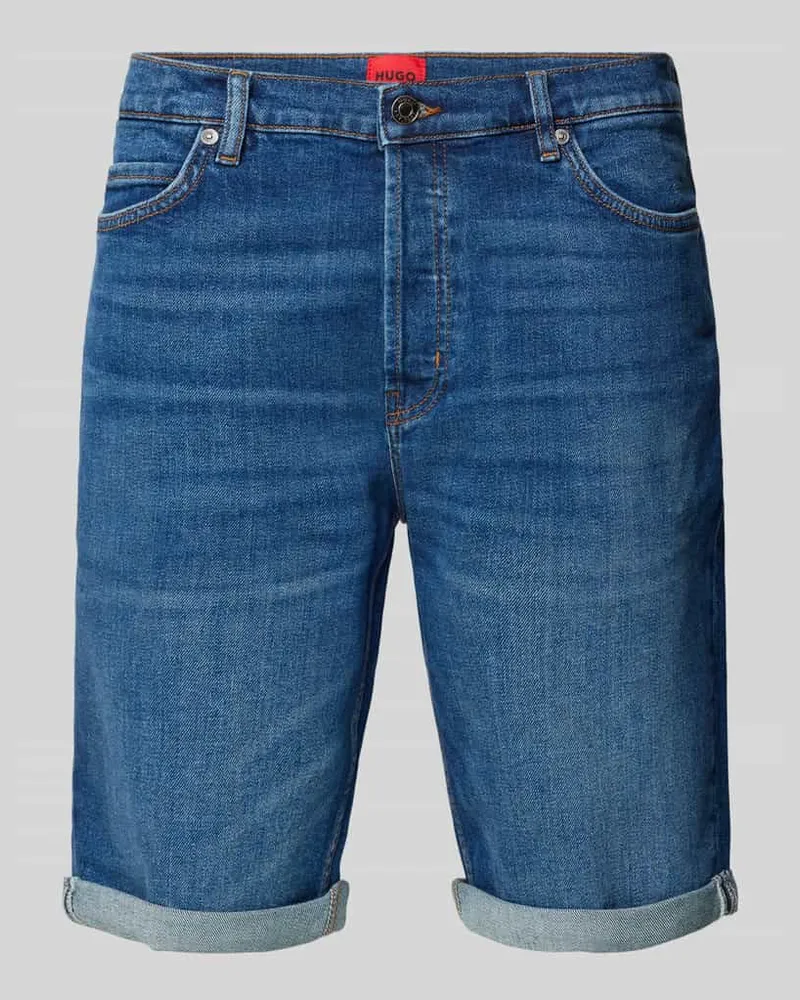 HUGO BOSS Tapered Fit Jeansshorts im 5-Pocket-Design Modell '634 Jeansblau