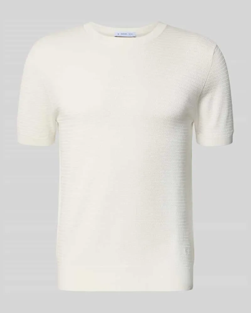 Manuel Ritz Strickshirt mit Rundhalsausschnitt Offwhite