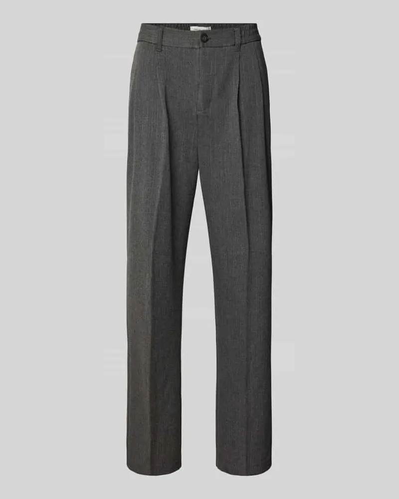 Casual Friday Straight Leg Stoffhose mit Bundfalten Modell 'Grant Dunkelgrau