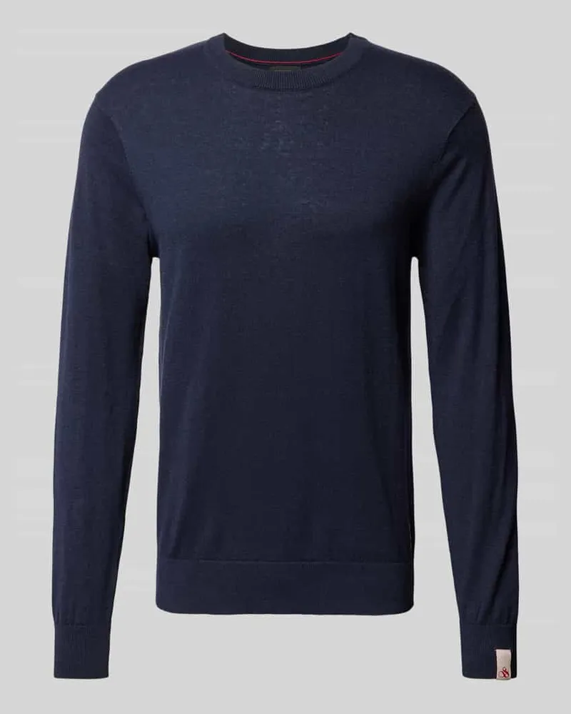 Scotch&Soda Regular Fit Strickpullover aus Leinen-Mix Dunkelblau