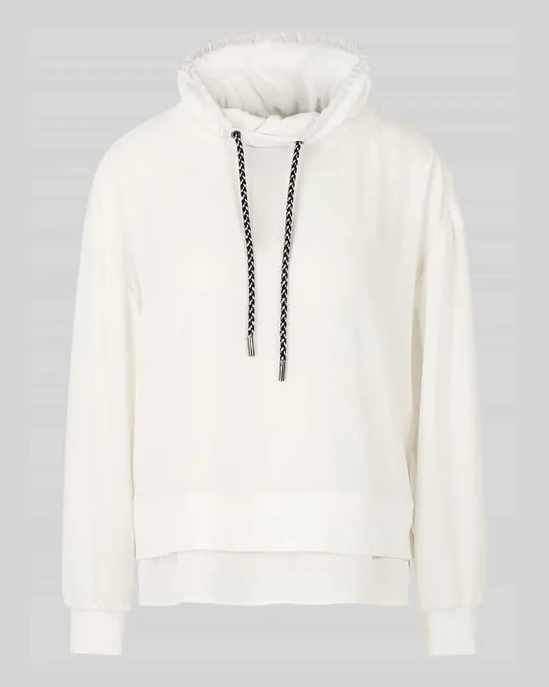Marc Cain Langarmshirt mit gerafftem Stehkragen Offwhite