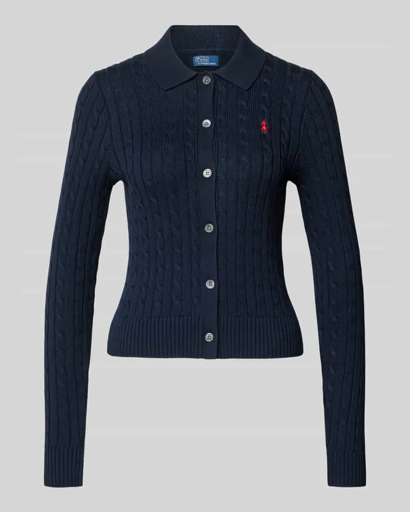 Ralph Lauren Slim Fit Strickjacke aus reiner Baumwolle Marine