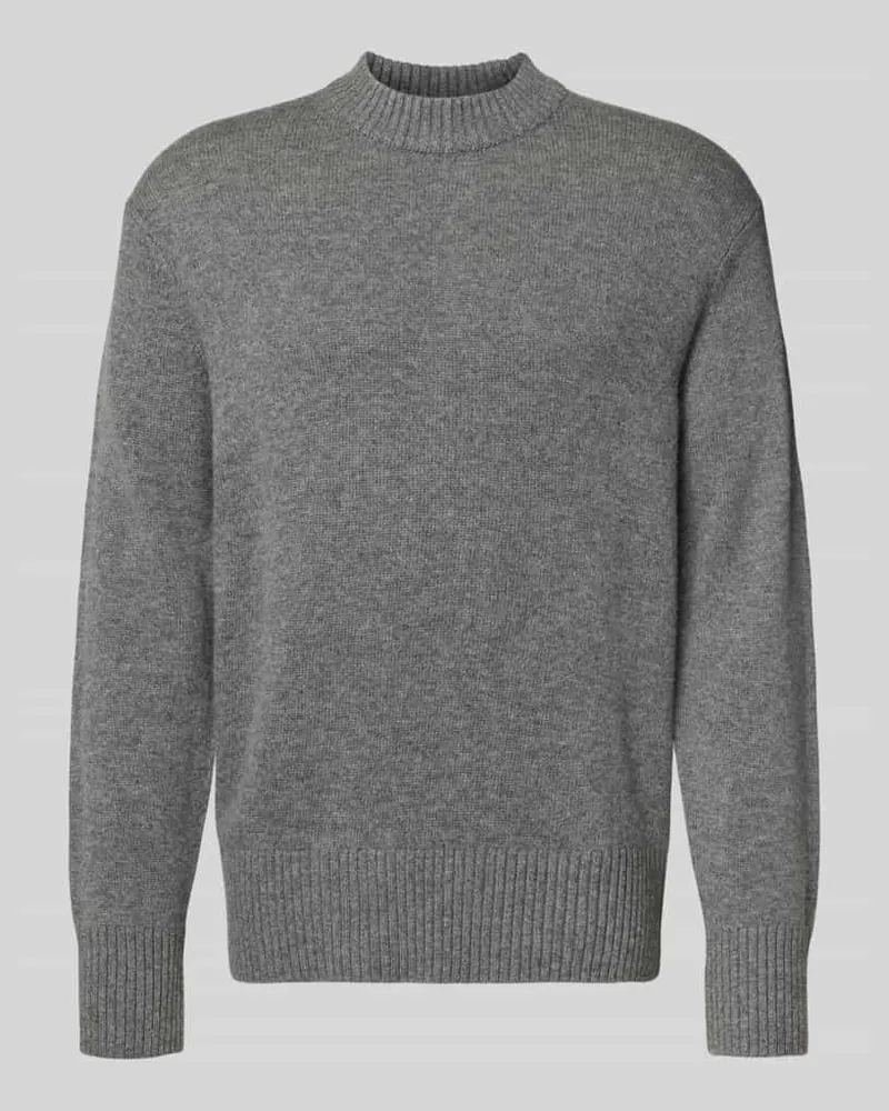 Selected Homme Relaxed Fit Strickpullover aus Woll-Kaschmir-Mix Modell 'Calle Mittelgrau
