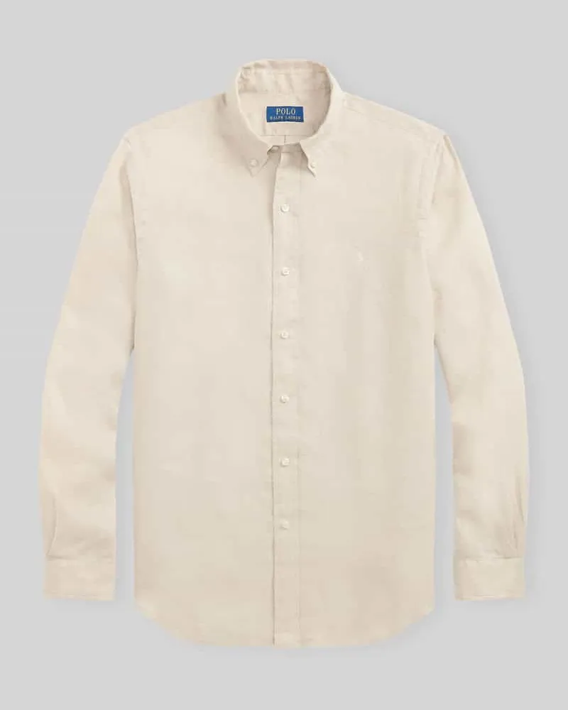Ralph Lauren Relaxed Fit Freizeithemd aus reinem Leinen Hellgrau