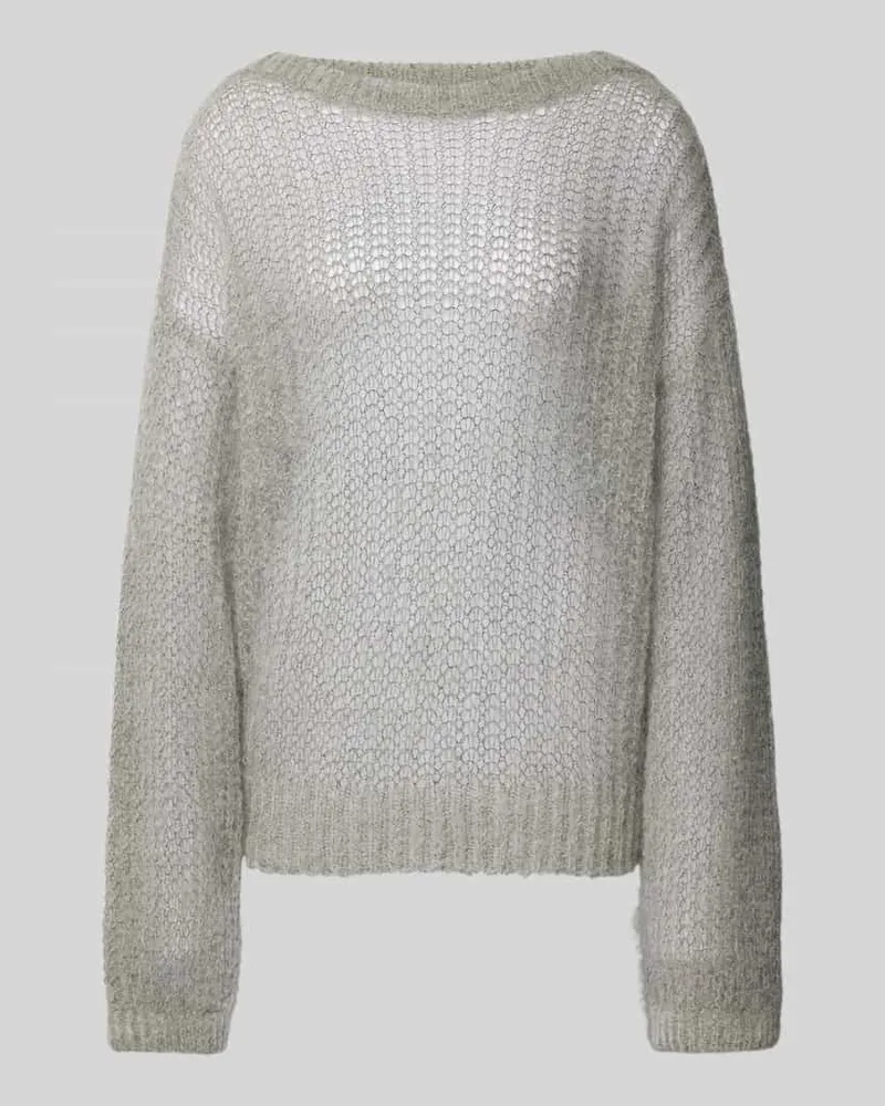 HUGO BOSS Strickpullover mit U-Boot-Ausschnitt Modell 'Fablura Hellgrau