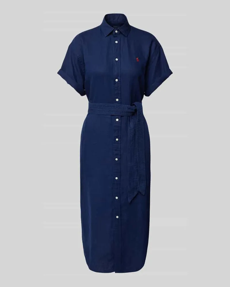 Ralph Lauren Leinenkleid mit Logo-Stitching Marine
