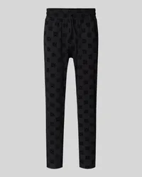 HUGO BOSS Regular Fit Sweatpants mit Label-Print Modell 'Flock Black